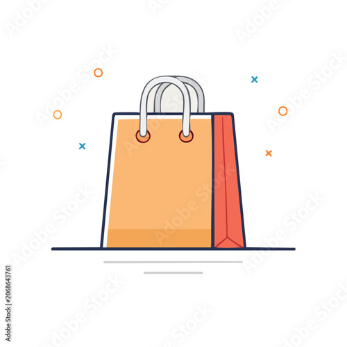 Flat illustration of a shopping bag with handles