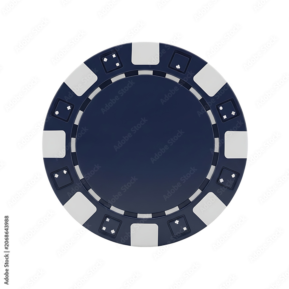 Naklejka premium Navy blue poker chip isolated on white background.