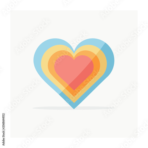 Colorful layered heart icon on white background