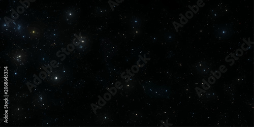 Obraz na plátně A dark night sky is filled with countless bright stars and distant galaxies, creating a breathtaking celestial panorama