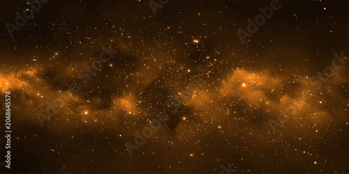Obraz na plátně A cosmic nebula glows with vibrant orange hues, scattered with countless stars, evoking a sense of infinite wonder and the vastness of space