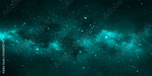 Obraz na płótnie Teal nebula and starfield, a cosmic expanse of deep space, twinkling star and gaseous cloud formation