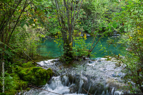 Jianzhuhai Waterfall in Jiuzhai Valley Scenic Area, Aba Prefecture, Sichuan Province, China