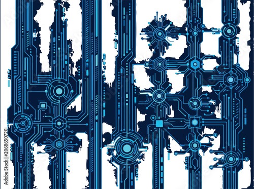 Abstract blue futuristic circuitry pattern with technological connections and digital network