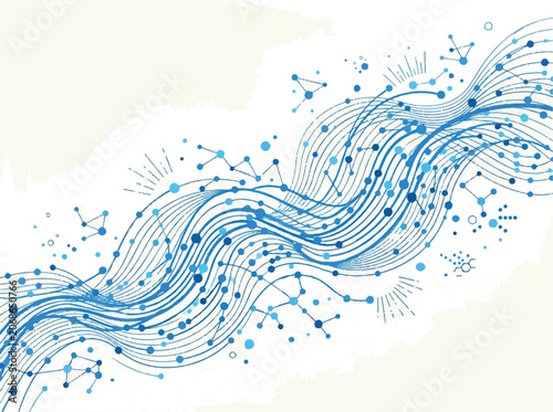 Abstract Digital Wave Background with Intricate Network Connections and Flowing Data Structures for Modern Technology and Scientific Communication