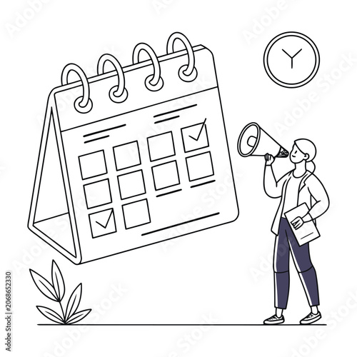 Event Calendar Line Icon – Appointment Planning Vector