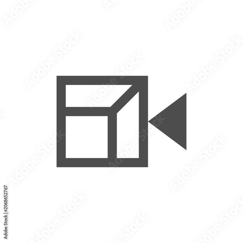 A play button icon with a square frame and triangular play head