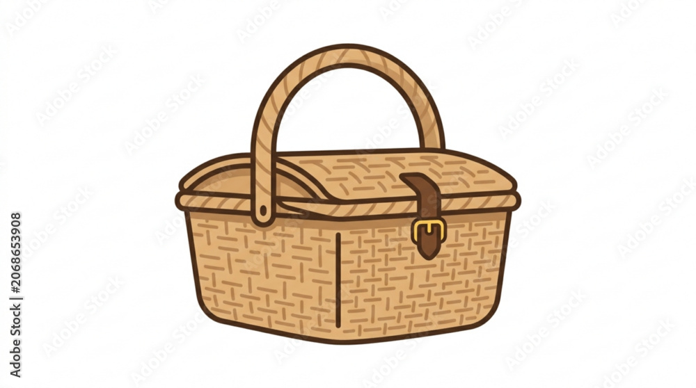 Fototapeta premium Woven picnic basket with handle