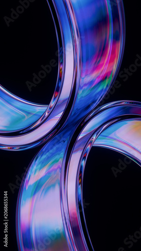 Glass Tubes Abstract Blue Purple Dispersion Light 3D Render