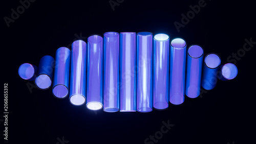 Glass Tubes Abstract Blue Purple Dispersion Light 3D Render