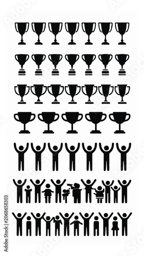 Collection of Various Trophy and Award Icons in Different Styles and Sizes.
