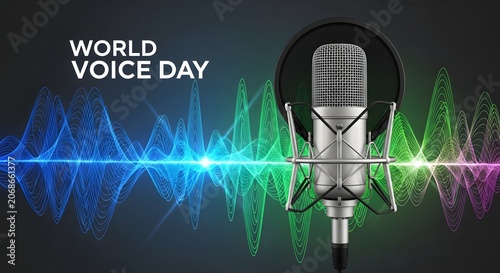 Voice day with condenser microphone and sound wave