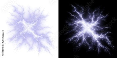 Fotografie Abstract Electric Lightning Blast with Glowing Plasma Energy PNG
