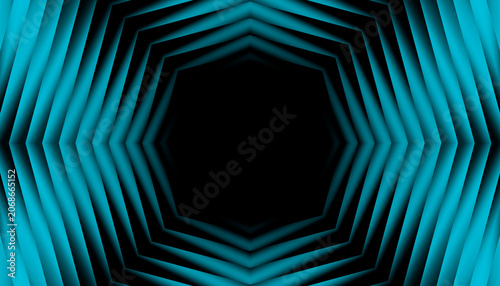 Futuristic Neon Hexagon Tunnel Background with Glowing Blue Geometric Frame Cyber Technology Design