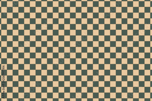 Scripted Content Dark Green and Sand Beige Symmetrical Square Grid: Scalable Geometric Checkerboard Seamless Vector Pattern for Minimalist Fabric and Surface Branding