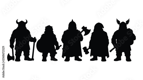 Photos Black silhouettes of four warriors with weapons