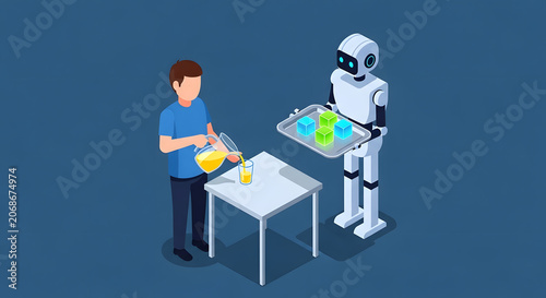 Artificial intelligence robot helps human with daily tasks