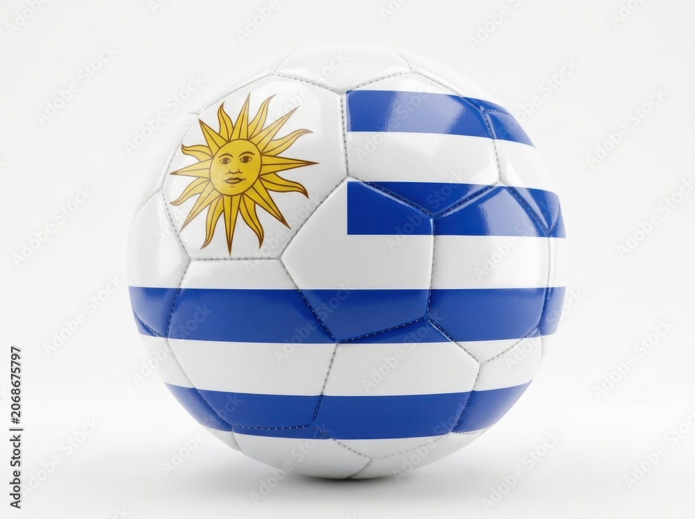 Obraz premium Soccer ball with the flag of uruguay isolated on white background