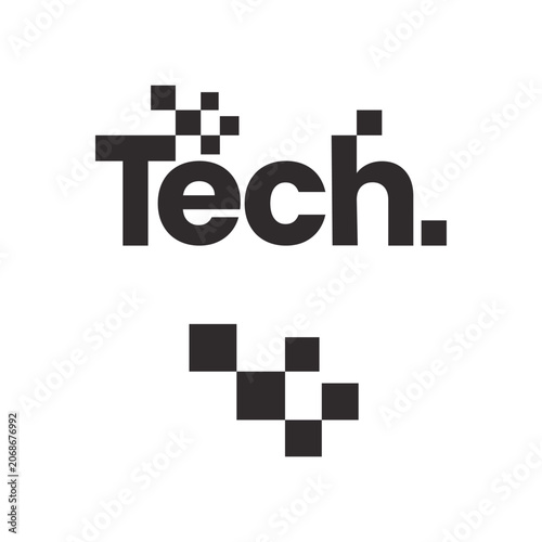 Logo letter Tech bit pixel unique design abstract bit