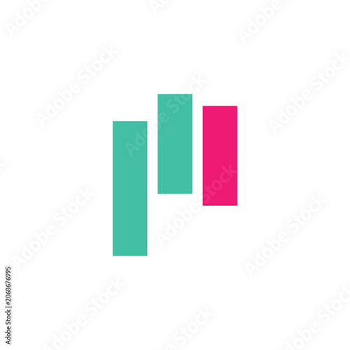 Logo letter P trade stock market unique isolated on white background