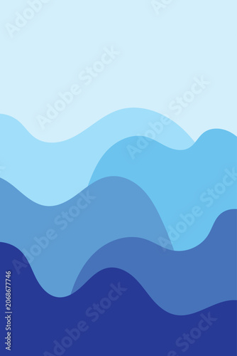 Design wall art liquid wave ocean blue abstract