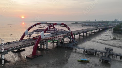 bridge over the river surabaya Indonesia sunrise