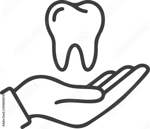 Canvastavla A hand holding a tooth icon, representing dental care and oral health