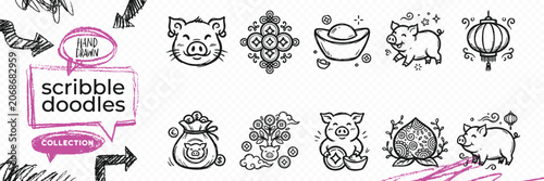 Photography Black solid silhouette doodle vector set of wild animals pets reptiles and natur