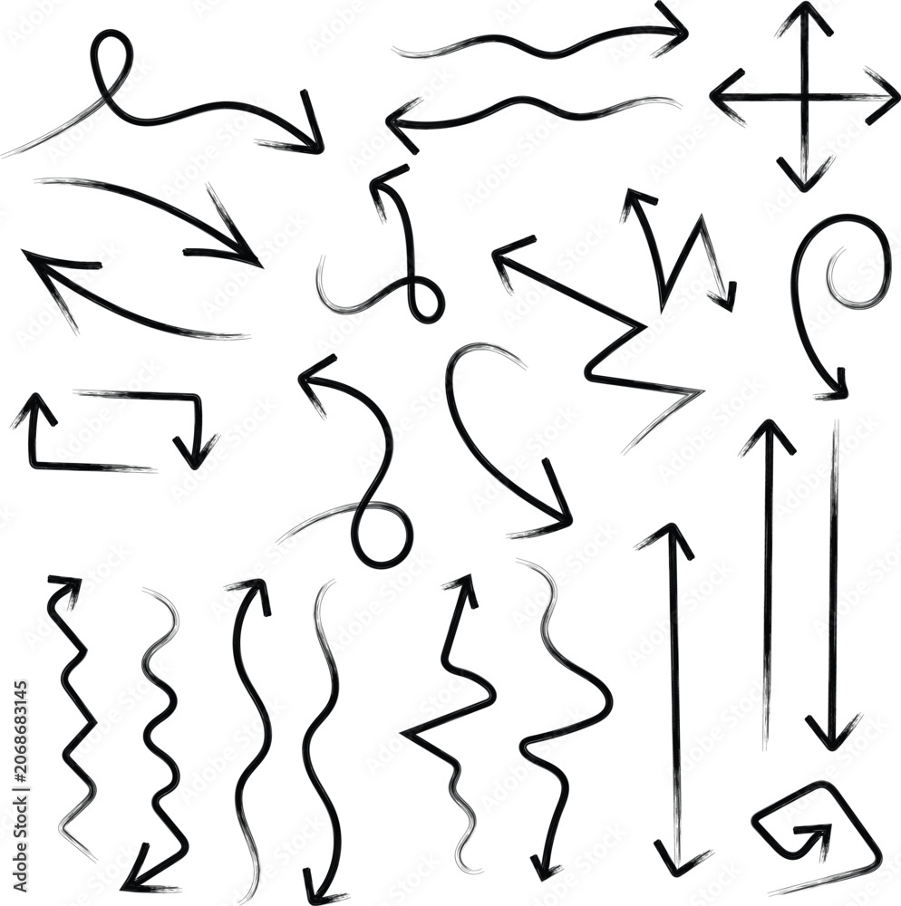 Fototapeta premium Hand drawn arrows set for design and illustration projects