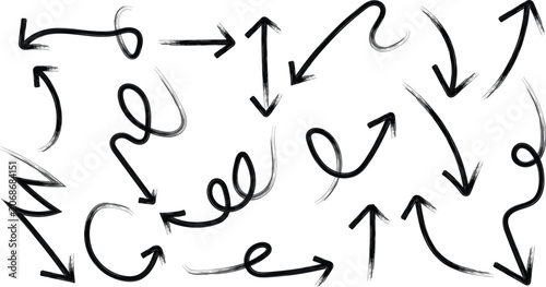 Tableau sur toile Abstract messy hand drawn arrows in chaotic arrangement for creative design elem