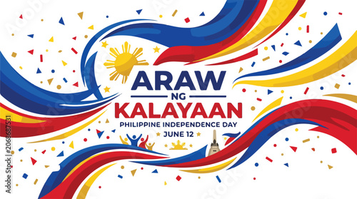 Fotografie Philippine independence day celebration with flag colors and sun symbol