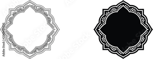 Decorative circular frame with intricate floral patterns vector illustration isolated on a transparent background style.
