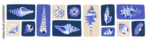 Foto Collage of different seashells