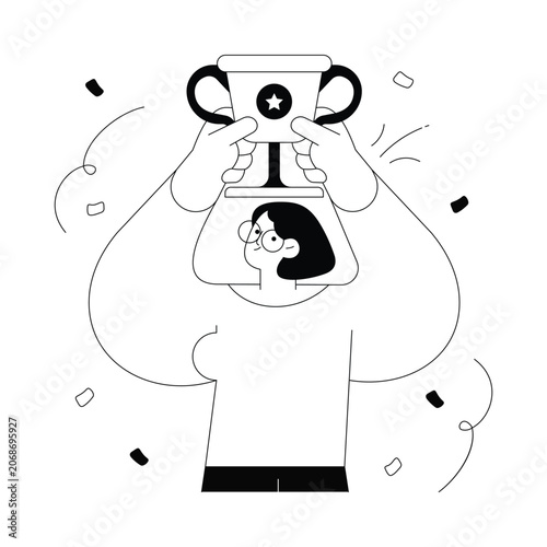 Student Receiving Trophy vector illustration Eps 10 File     