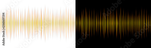 Fotografía Abstract golden audio soundwave overlay, twin digital music equalizer bars on black background wide banner