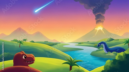 Prehistoric Dinosaur Doomsday Scene