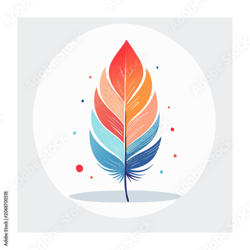 Colorful feather illustration on white background