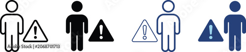 Фотография Warning signs and people icons in various colors