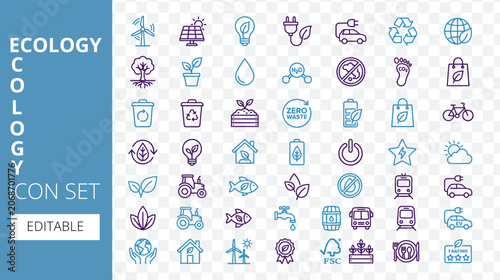 Eco friendly icons set for sustainable living and environmental conservation