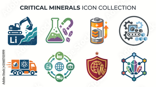Fotografía Critical Minerals Icon Collection Vector Illustration Set.