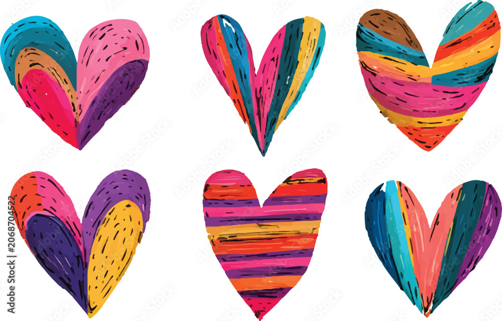 Obraz premium set of colorful heart shaped flags