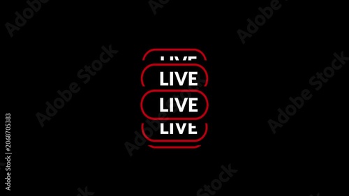 Animation of live button with scrolling animation. Loop.