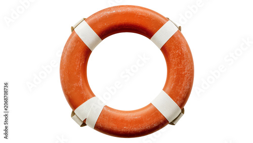 Vászonkép Orange lifebuoy with white straps