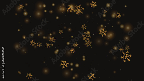 Golden snowflakes and glowing particles