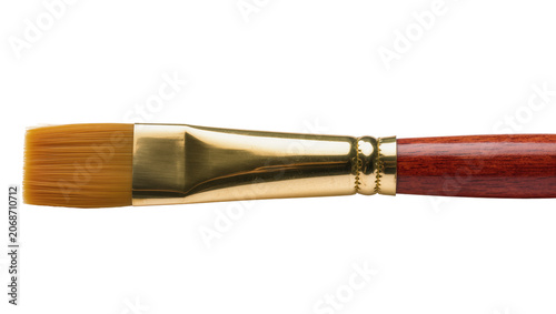 Принти на полотні Flat paintbrush with golden ferrule and wooden handle