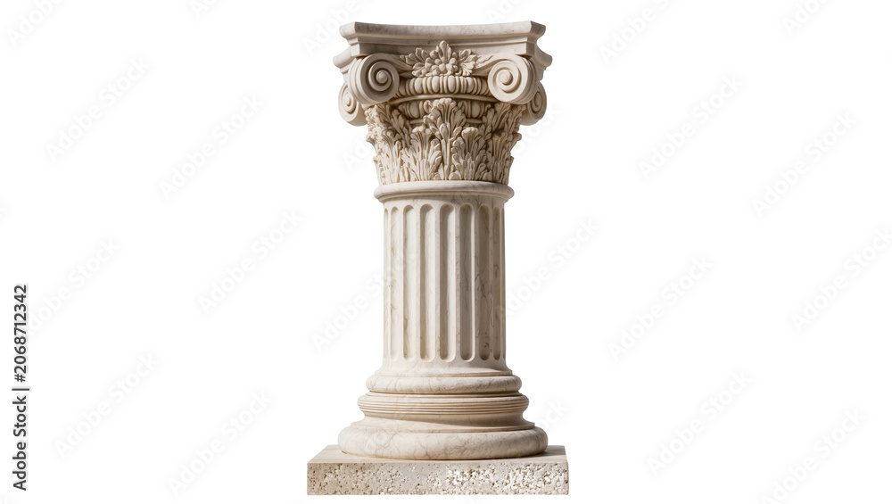 Fototapeta premium Classical Ionic Column Capital and Shaft with Base