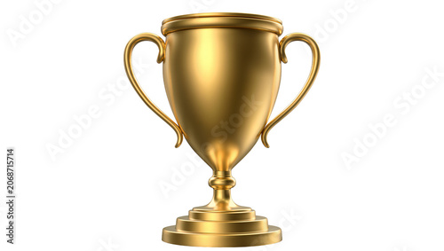 Foto Golden trophy cup with handles on tiered base