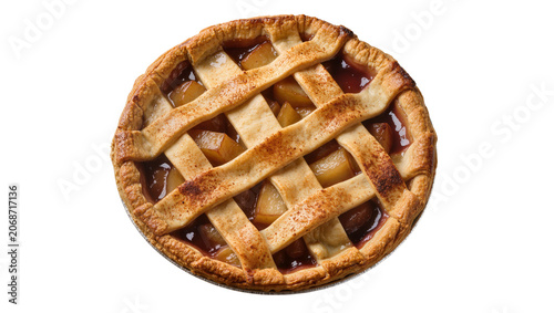 Canvastavla Golden brown lattice top apple pie with visible fruit filling