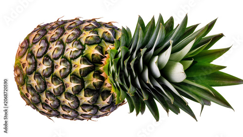 Fotografía Ripe pineapple with green spiky leaves