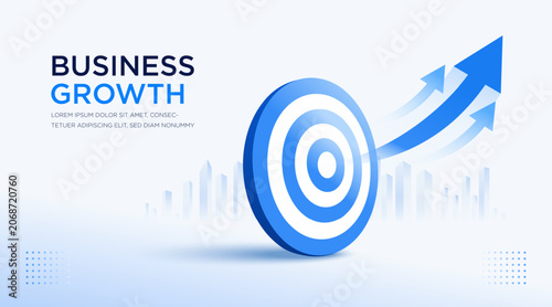 Foto Upward arrow target business development banner with financial growth concept, symbolizing market expansion and future opportunities